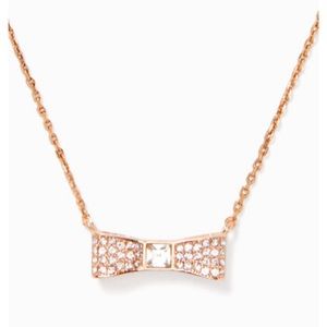 NWT Kate Spade Ready Set Bow Pave mini pendant Rose gold necklace.